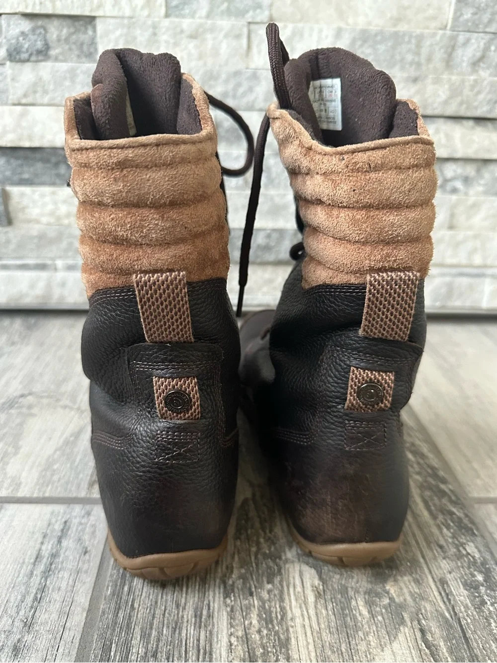 THE NORTH FACE Purna Luxe Lace-Up Winter Boots Brown Tan Primaloft Size 8
